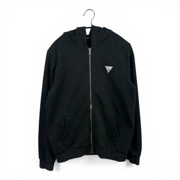 (S) 게스 우먼스 로고 후드집업 블랙