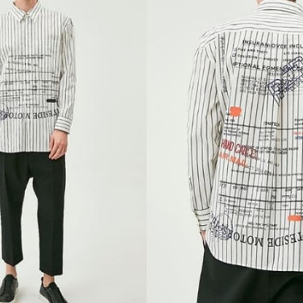 시스템 옴므 레터링 프린팅 스트라이프 셔츠