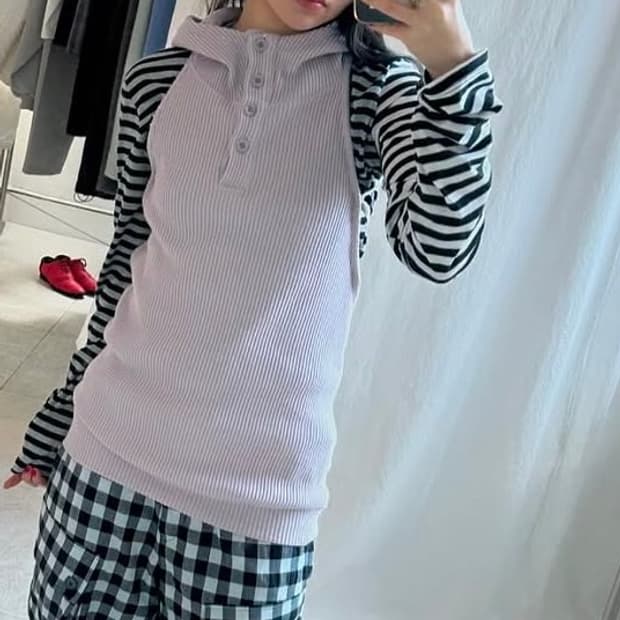 샵페어리 waffle halter neck hoodie charcoal