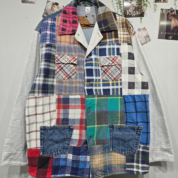 리바이스 패치워크 믹스 체크 빈티지 셔츠 자켓