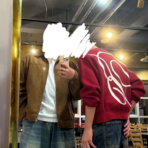 배드블러드 클래식 빅로고 크루넥 스웨터 레드M