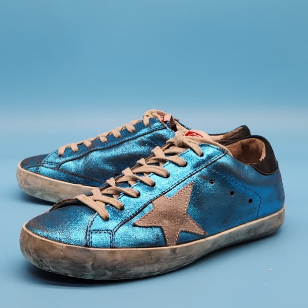 oo 골든구스 슈퍼스타 블루 글리터 스니커즈 220
