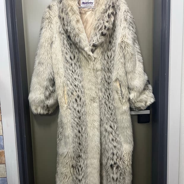 Leopard eco fur long coat