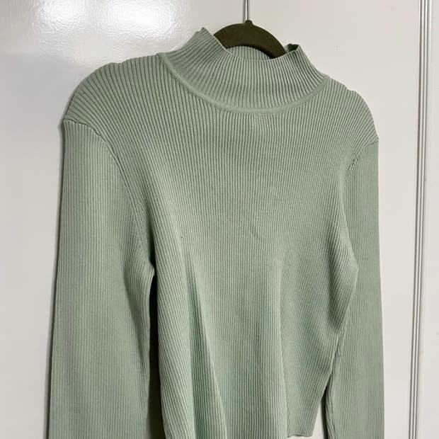 H&M 민트 하프넥 골지 니트 폴라티 M