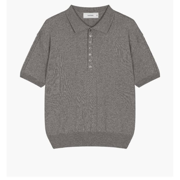 웨이비니스 Linear Bloom Half Collar knit Grey