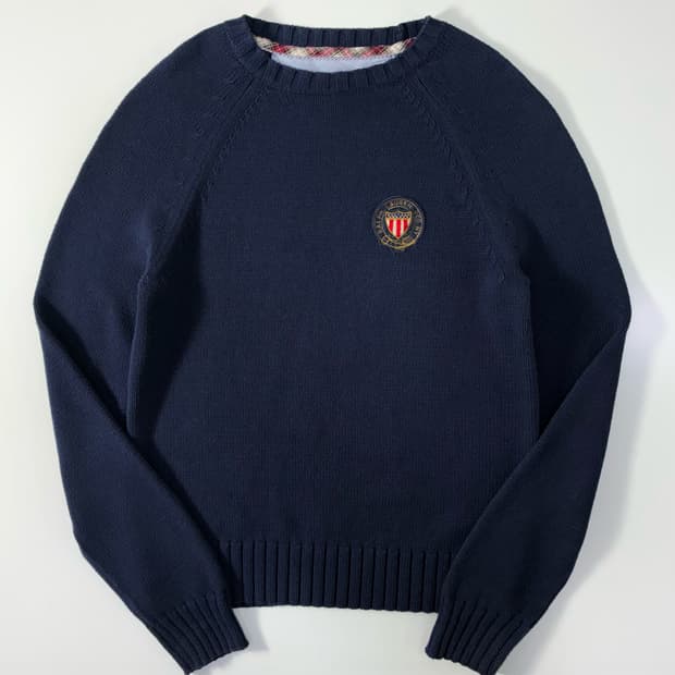 Polo  폴로 랄프로렌 코튼 크레스크 패치 네이비 니트  