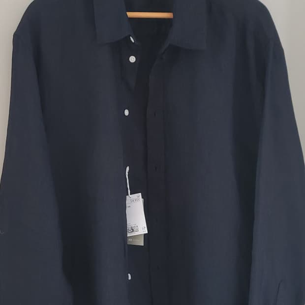 H&M 린넨 100% 셔츠 블랙 XXL 새상품