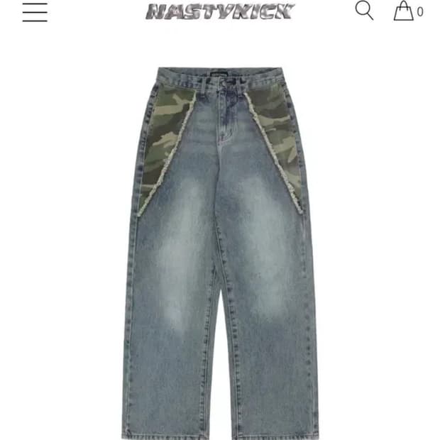 네스티킥 카모 포인트 데님 팬츠 블루 M