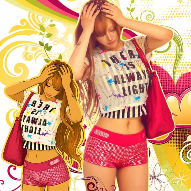 갸루 Y2K Neon Splatter Glam set up