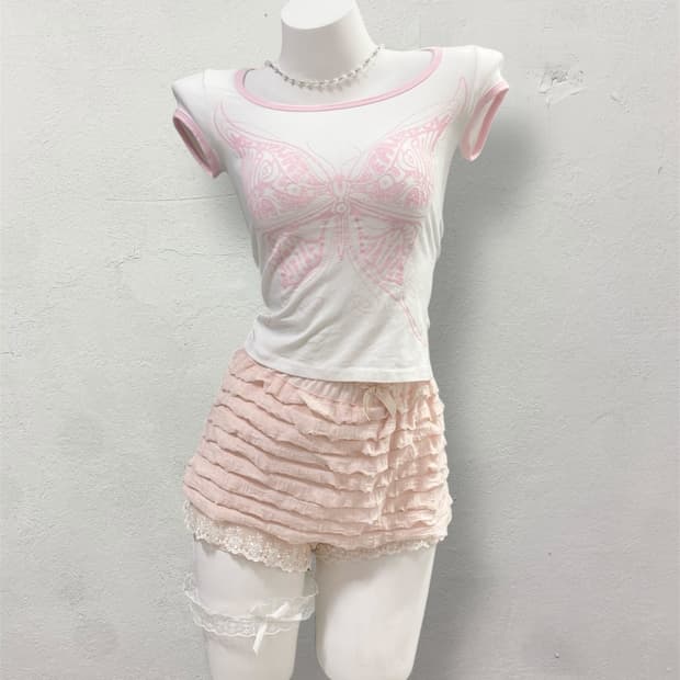 pink Butterfly Glitter T-Shirt