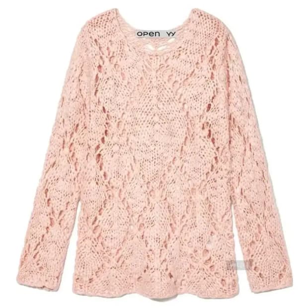 오픈와이와이 아가일 포인텔 풀오버 니트 블랙