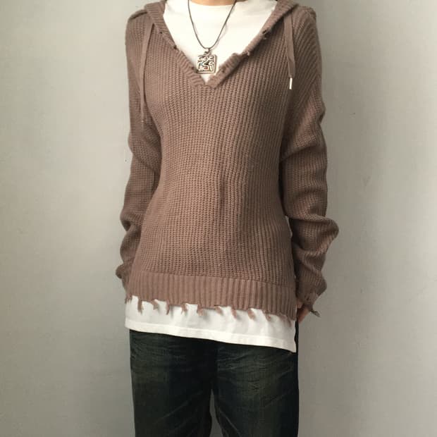 damage hood layer knit
