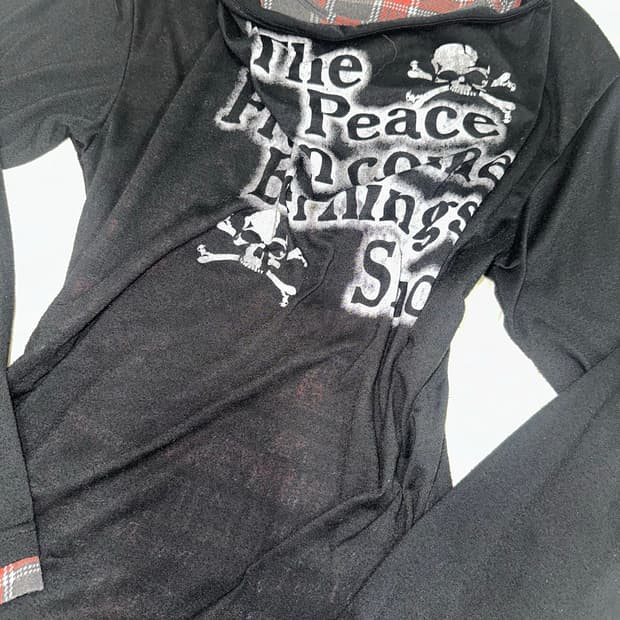 y2k 펑크 키치 갸루 긴팔 해골티 롱슬리브