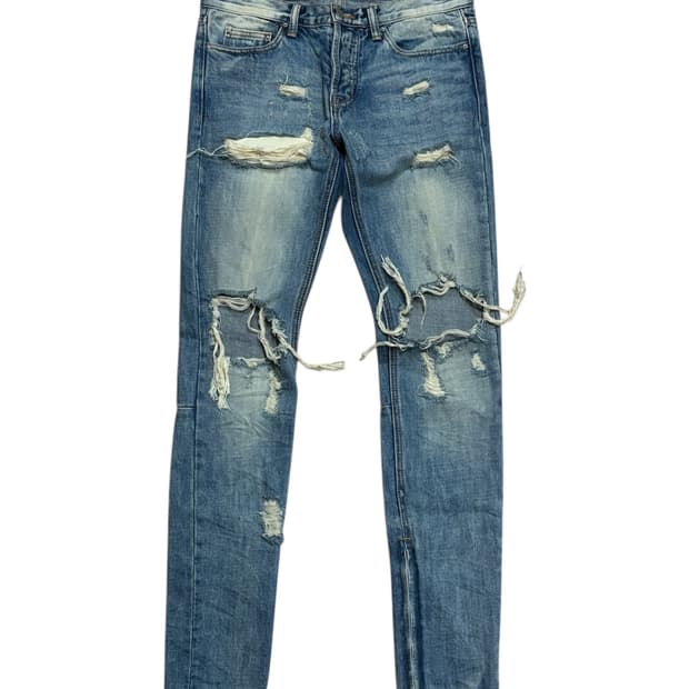 mnml 미니멀 피오갓st 데미지 워싱 데님팬츠 30사이즈