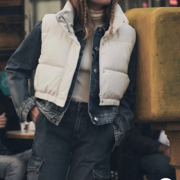 자라 zara 레더 패딩 조끼 s