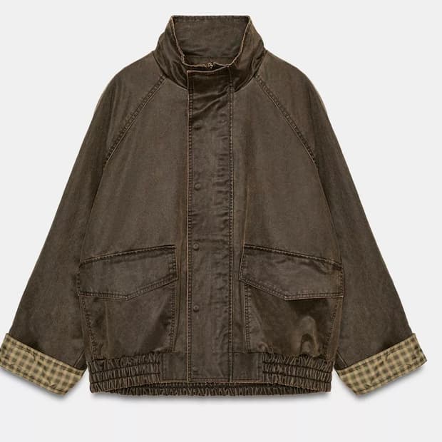 구해요) 자라 페이크 워싱 체크 왁스 재킷 5063/940/709