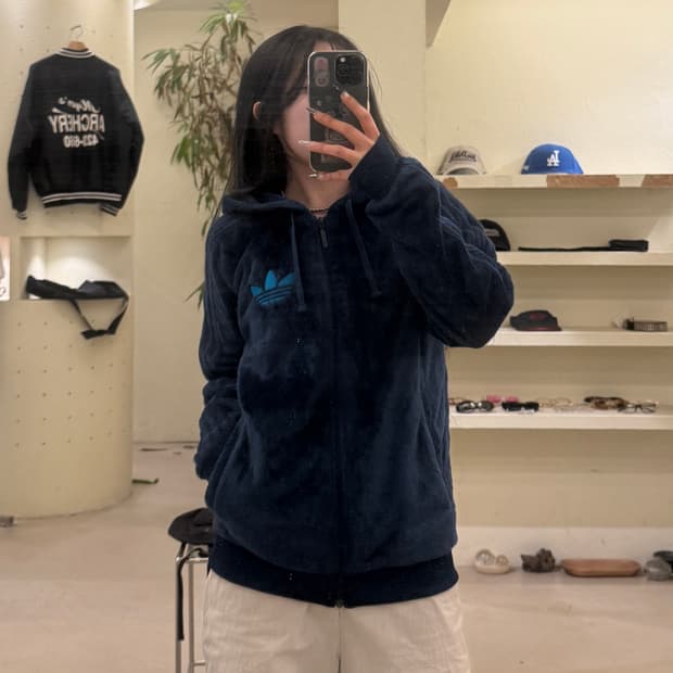 아디다스 파이어버드 빅로고 쉐르파 후드집업 U729