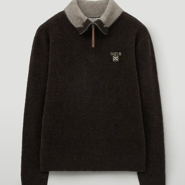 세터 하프집업 브라운 니트 