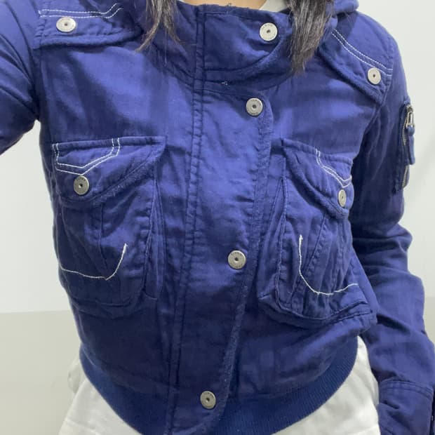 Y2K 포켓 크롭 후드 봄버자켓