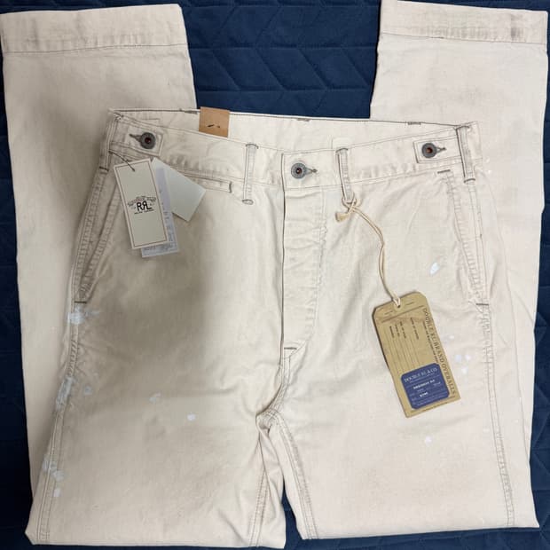 RRL 엔지니어핏 캔버스 카펜터 팬츠 에크루 시디드 내추럴