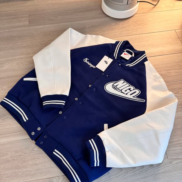 나이키X니고 바시티자켓 블루보이드