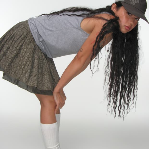 coyseio FLOWER PUNCHING SKIRT BROWN