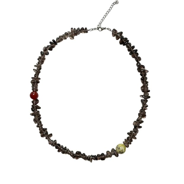 Charm stone necklace - taupe 