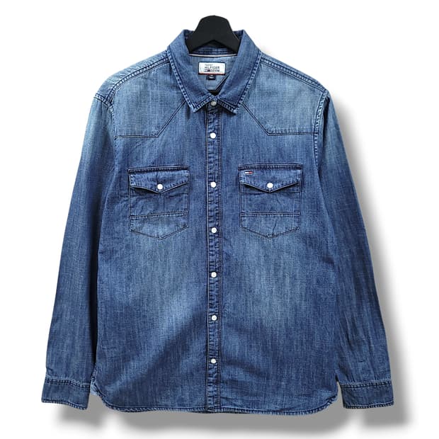 [L] 타미힐피거 진청 웨스턴 데님 긴팔셔츠