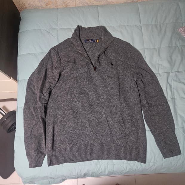 (L) 폴로 집업 니트 울100%