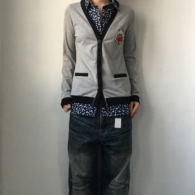 Star pattern shirt layered cardigan