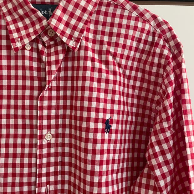 폴로 랄프로렌 깅엄체크 남방 M