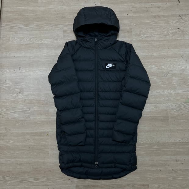 나이키 키즈 덕다운 와펜 후드 롱 패딩 점퍼 [블랙] L/75