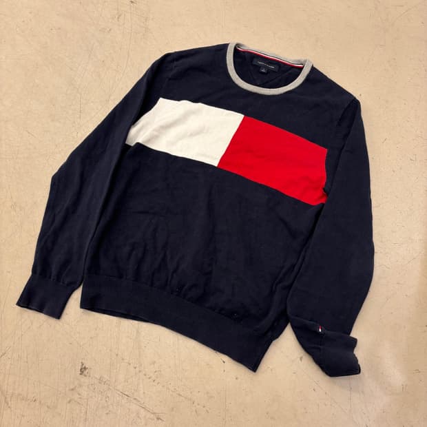 타미힐피거 플래그 빅로고 네이비 니트