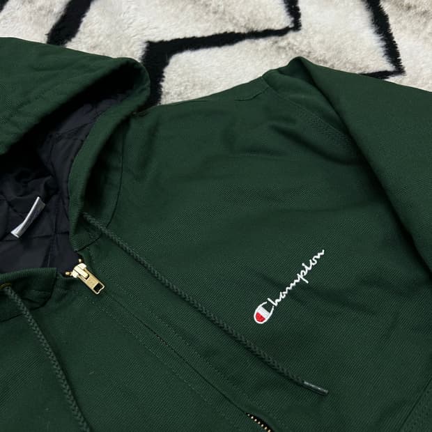 [S]챔피온 누빔 캔버스 워크 후드자켓/그린