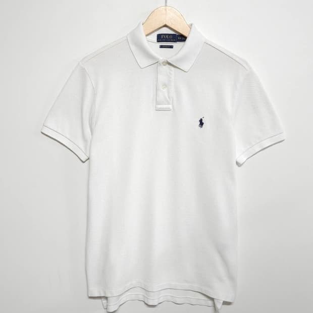 95~100 POLO 폴로 랄프로렌 반팔 카라티 커스텀핏 화이트
