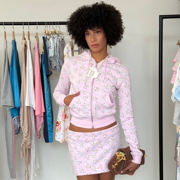 핑크 후드 집업