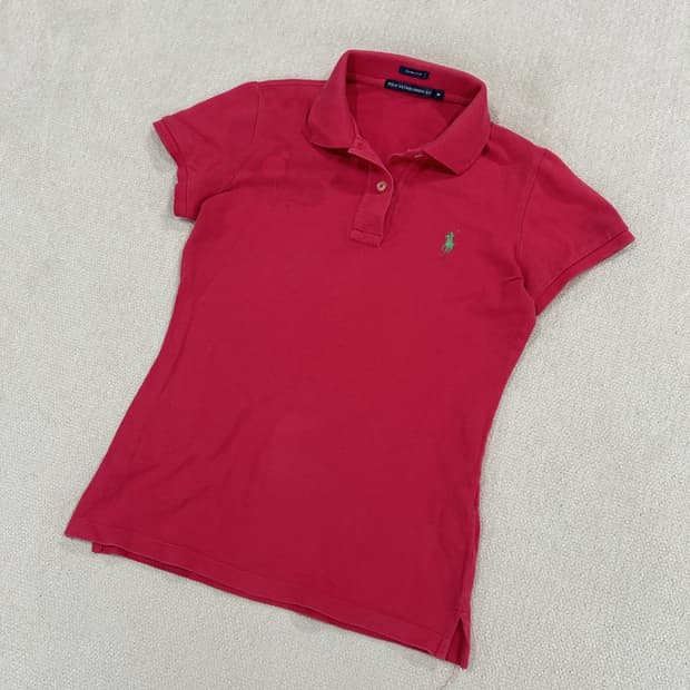 폴로 랄프로렌 핑크 슬림핏 반팔 카라티 M