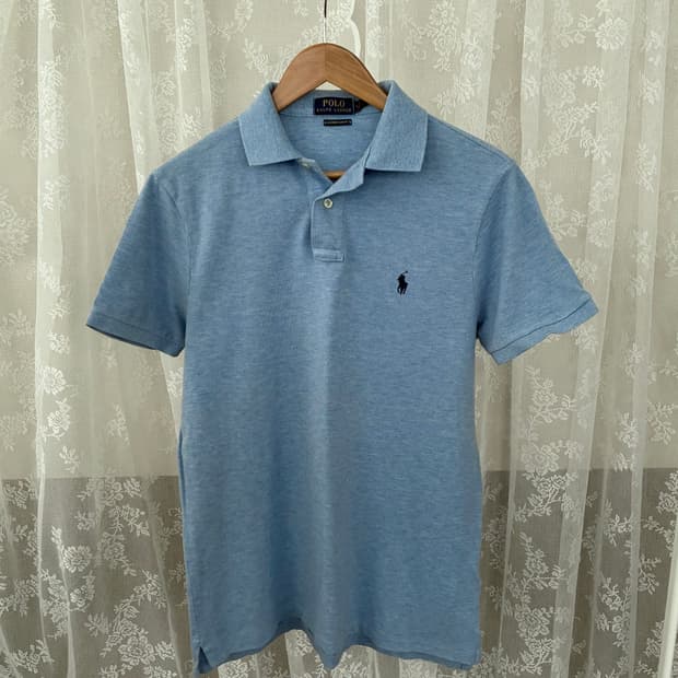 M) 폴로 랄프로렌 커스텀핏 반팔 카라 티셔츠 블루