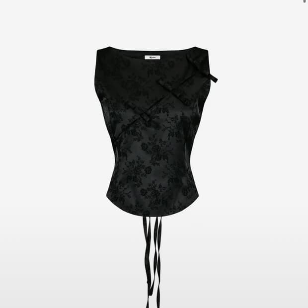 카시코 Ribbon Paneled Sleeveless Black