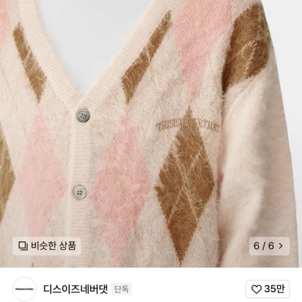 디스이즈네버댓 아가일 가디건 스웨터