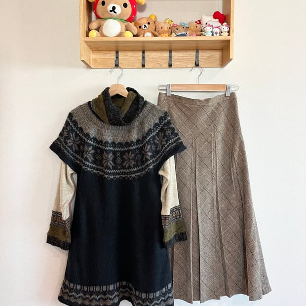 jpn 하구미 스즈코 너드 모리걸 히피 레이어드 코디세트