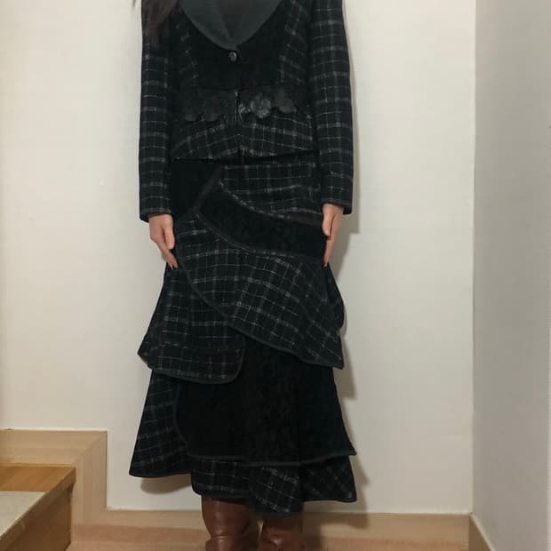 빈티지 블랙 프릴 셋업