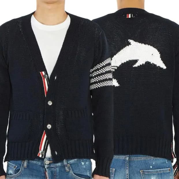 톰브라운 돌핀 돌고래 가디건 네이비 3