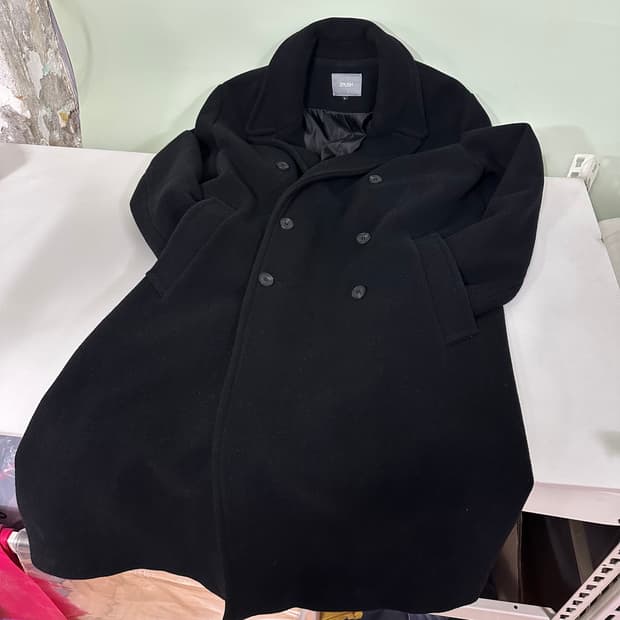 L 지플리시 블랙 캐시미어혼방 더블코트