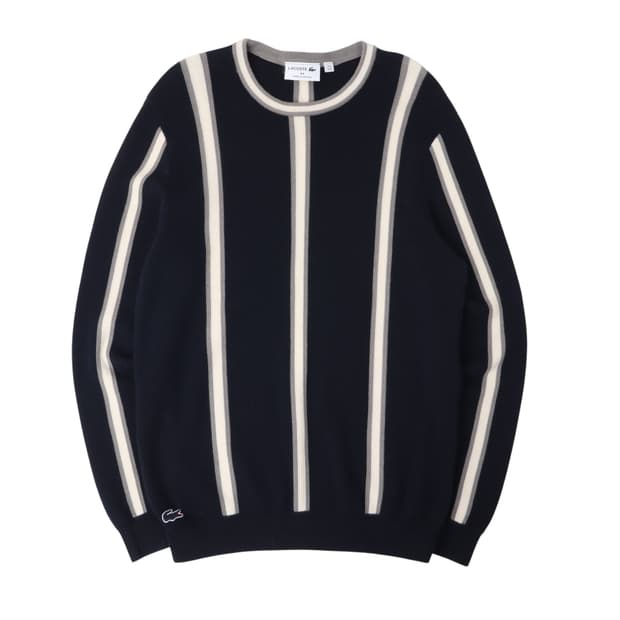 라코스테 스트라이프 울 니트 스웨터