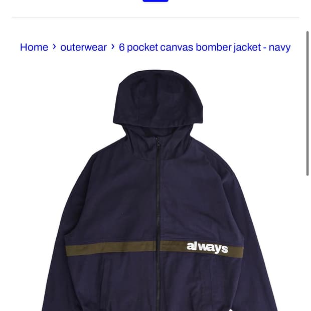 Always 캔버스 후드 봄버 네이비(L)