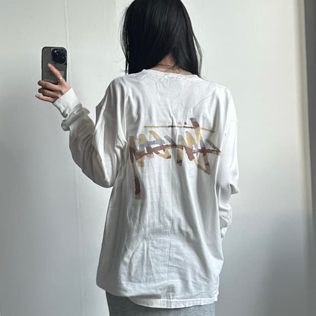 스투시 카모백로고 화이트 롱슬리브 긴팔티