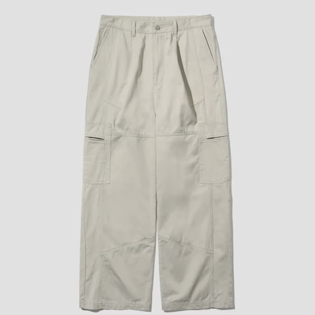 -인템포무드-패널 바이오 워싱 카고 팬츠_샌드그레이