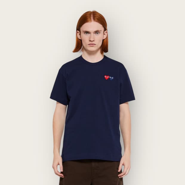 100/ 꼼데가르송 더블와펜 네이비 반팔