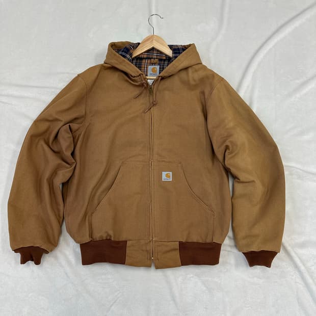 (M)칼하트 USA 안감 체크 액티브 덕 자켓 J133 BRN